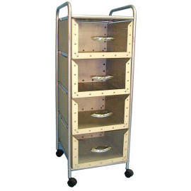 4-tier storage trolley/rack with 4 cardboard drawers (4-chariot de stockage de palier / rack avec 4 tiroirs en carton)