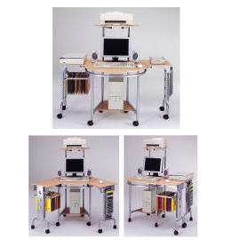 Easy-to-Assemble Workstation with Printer Shelf (Easy-to-Assemble Workstation with Printer Shelf)