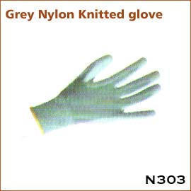 Grey Nylon Knitted glove N303