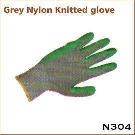 Grey Nylon Knitted glove N304