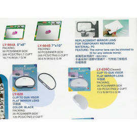 Replacement mirror lens, Mirror clip to sun visor (Renouvellement de lentille de miroir, miroir d`un clip pare-soleil)