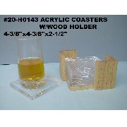 ACRYLIC COASTERS W/WOODEN HOLDER (ACRYLIC COASTERS W/WOODEN HOLDER)