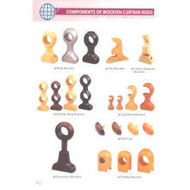 COMPONENTS OF WOODEN CURTAIN RODS (KOMPONENTEN AUS HOLZ GARDINENSTANGEN)