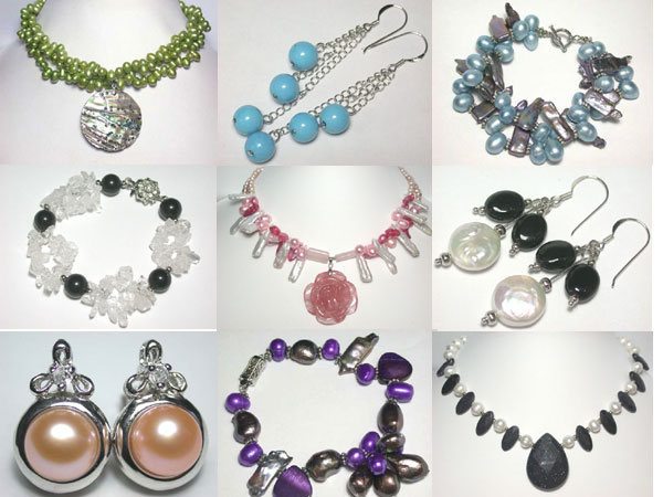  Pearl Necklaces, Earrings ,Bracelets (Pearl Colliers, Boucles d`oreilles, bracelets)