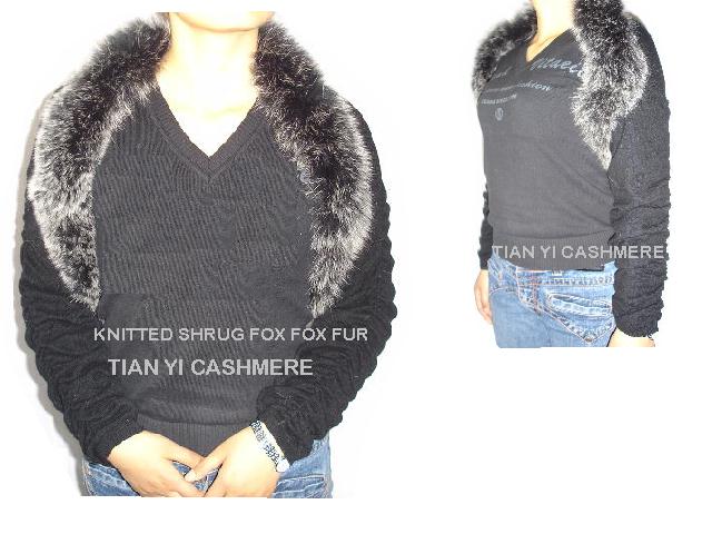  Cashmere Knit Shrug Fox Fur (Cashmere Knit Shrug Fox Fur)