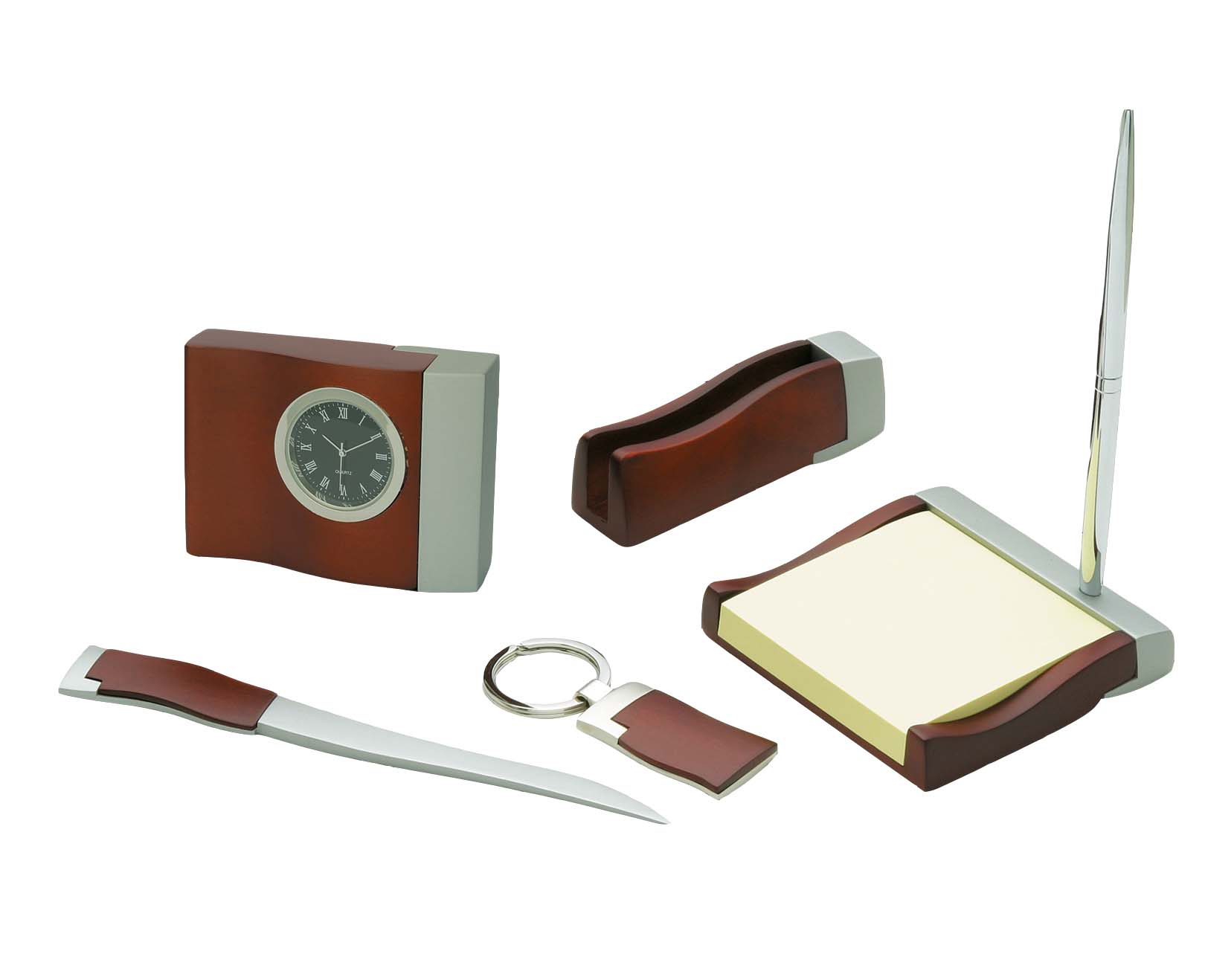 Elegantes Geschenk-Set mit Tischuhr, Schlüsselanhänger, Brieföffner (Elegantes Geschenk-Set mit Tischuhr, Schlüsselanhänger, Brieföffner)