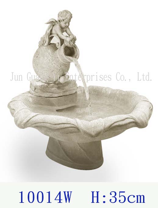  Polyresin Cherub Table Fountain With Pump In Painting Color