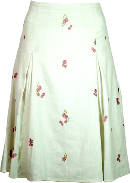  Linen Embroidered White Skirt ( Linen Embroidered White Skirt)