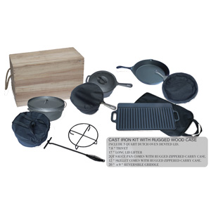  Cast Iron Kit With Rugged Wood Case (Чугунные комплекте с Rugged Wood дело)