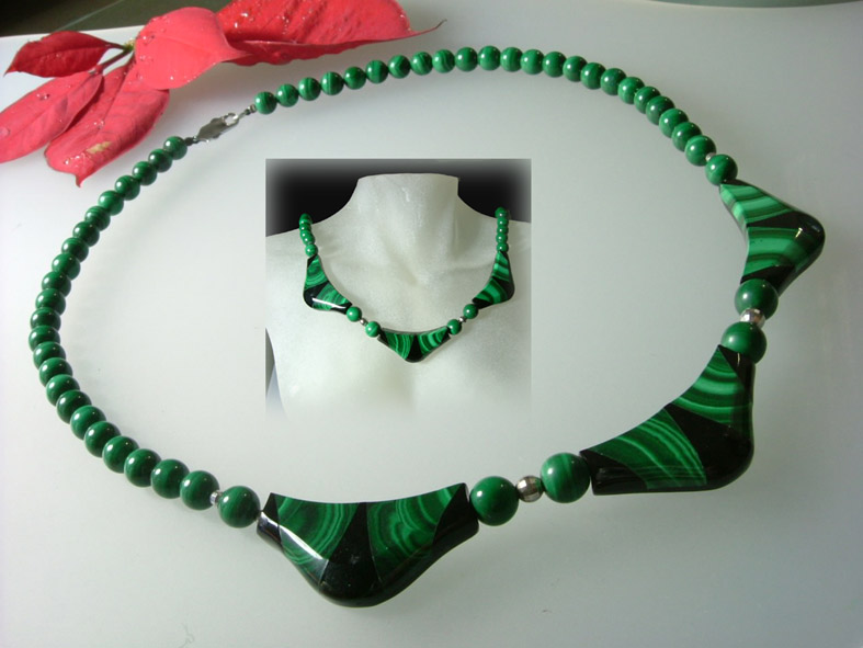  Malachite And Black Agate Necklace (Малахит, черный агат Колье)