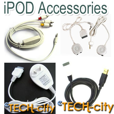  USB Cables, Travel Charger, Remote Control For IPOD Nano / Video (Câbles USB, Voyage avec chargeur, Télécommande pour iPod Nano / Video)