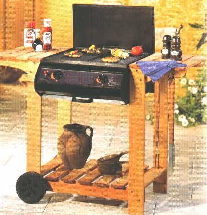  Wooden Trolley Gas BBQ Grill (Chariot bois pour barbecue à gaz Grill)