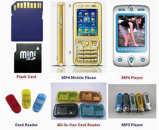  Mp3 Player, Mp4 Player, Mobile Phone, Usb Disk, Flash Memory, Card Reader