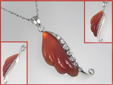  Necklace Of Silver And Red Agate (Колье из серебра и красный агат)