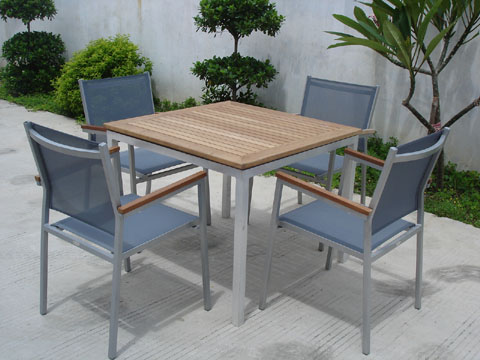  Aluminium Textilene Dinning Set (Алюминиевые Textilene Питание Установить)