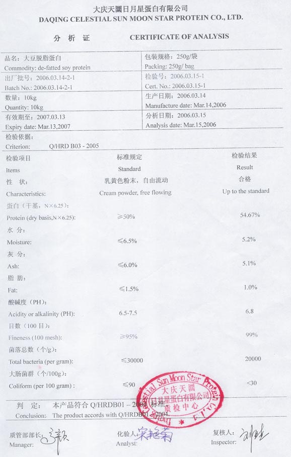  Defatted Soy Protein (Entfettet Soy Protein)