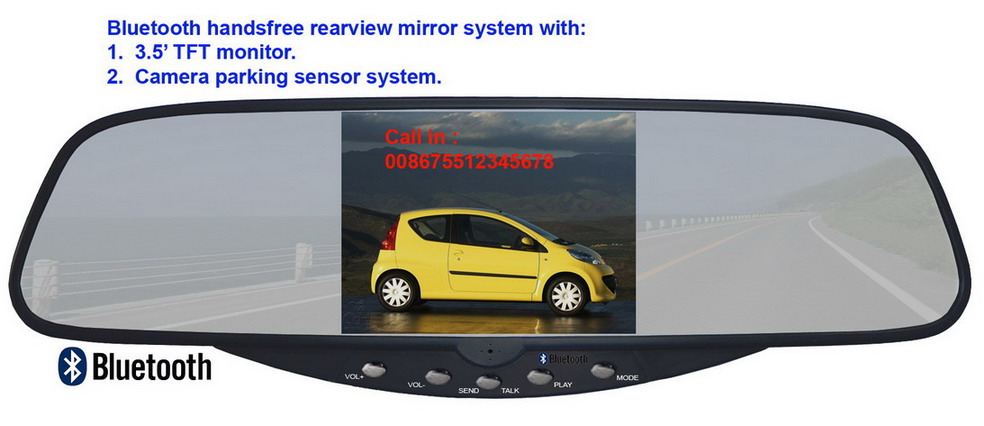  Car Rearview Mirror With Bluetooth Kit, 3. 5 LCD Screen & Camera (Auto-Rückspiegel mit Bluetooth-Kit, 3. 5 LCD-Bildschirm und Kamera)