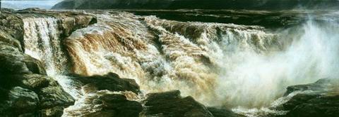  Waterfall Oil Painting (Wasserfall Ölgemälde)