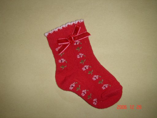  Intarsia Flower Sock With Velvet Bow