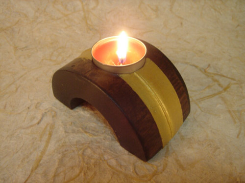  Bamboo Candle Holder Half Circle And Golden Strip (Bamboo Candle Holder demi cercle et Golden Strip)