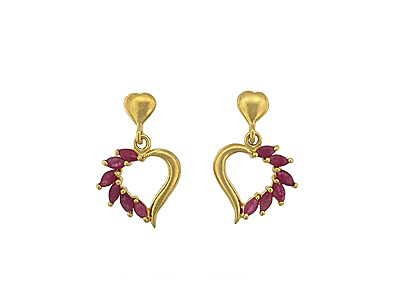  Genuine Ruby Silver Earring 18K Gold Plated (Подлинное Ruby серебряной сережки 18K позолоченный)