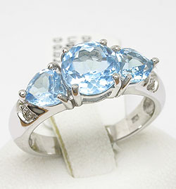  9K Solid WG Genuine Blue Topaz & Diamond Ring ( 9K Solid WG Genuine Blue Topaz & Diamond Ring)