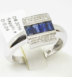  9K Solid WG Genuine Sapphire & Diamond Ring ( 9K Solid WG Genuine Sapphire & Diamond Ring)