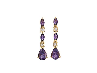  Genuine Amethyst And White Topaz Silver Earring (Подлинное аметист и белый топаз серебряной сережки)