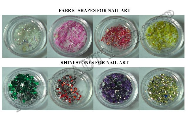  Fabric Shapes And Rhinestones For Nail Art (Formes tissus et strass pour Nail Art)