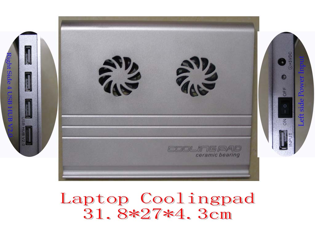  Aluminium Laptop Cooling Pad Cum USB Hub (Алюминиевые ноутбук охлаждения Cum Pad USB Hub)