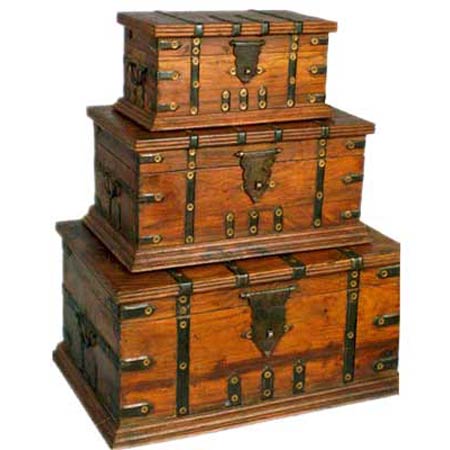  S / 3 Wooden Boxes (S / 3 Boîtes en bois)