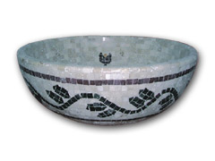  Classic Travertine Round Mosaic Vessel Bowl (Classic travertin ronde Mosaic Vessel Bowl)