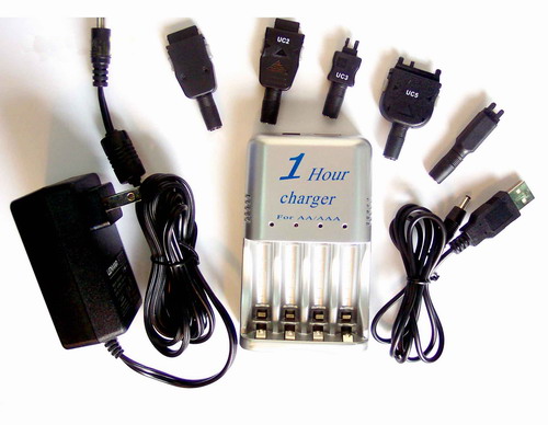  1 Hour Charger With USB Port (AA / AAA Battery Charger, Digital Camera Batt