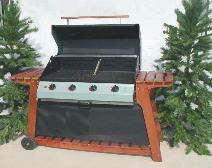  Covered 4 Burner Wooden Trolley Gas BBQ Grill (Covered 4 Brenner aus Holz Trolley Gas BBQ Grill)