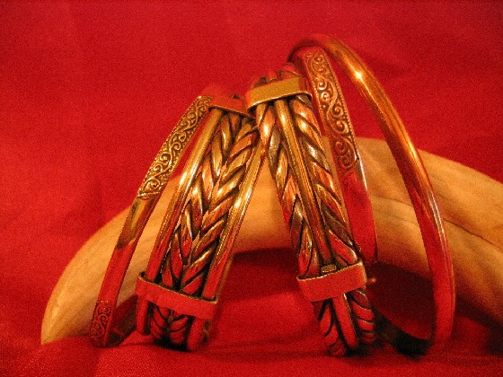  Solid Brass And Copper Bangles