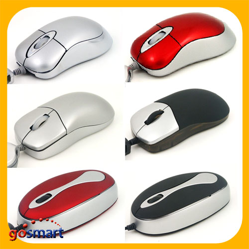  Mini Wired Mouse With Retractable Cord