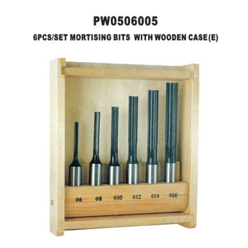  6pc Mortising Bits Set w/Wooden Case ( 6pc Mortising Bits Set w/Wooden Case)