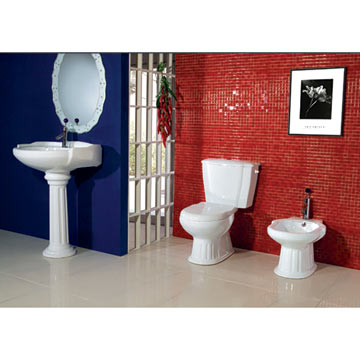  Close-coupled Toilet, Pedestal Basin And Bidet (Close-coupled WC, lavabo et bidet Pedestal)