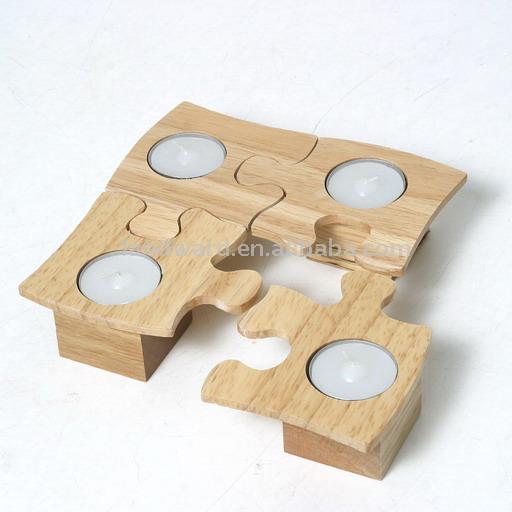  Wooden Tealight Holders (WD04052_a) (Photophore en bois Holders (WD04052_a))