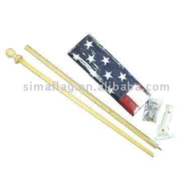  Wooden Flag Pole Set (Деревянное древко Установить)