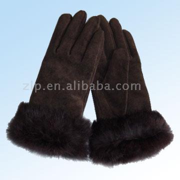  Ladies` Pig Suede Leather Gloves (Дамы хрюшка замши перчатки)