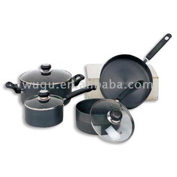  7pc Hard Anodized Cookware Set (7pc dur anodisé Batterie de cuisine)