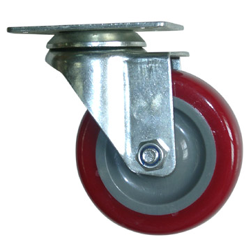  4" PU Swivel Red Caster (4 "PU Swivel Caster Rouge)