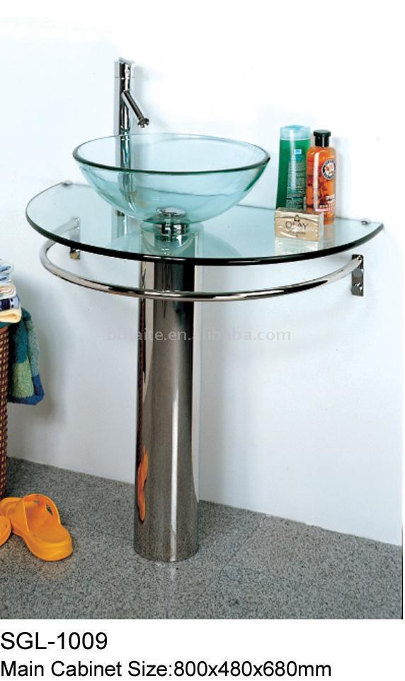  Glass Wash Basin with Glass Bedplate (Verre lavabo avec du verre Plaque de fondation)