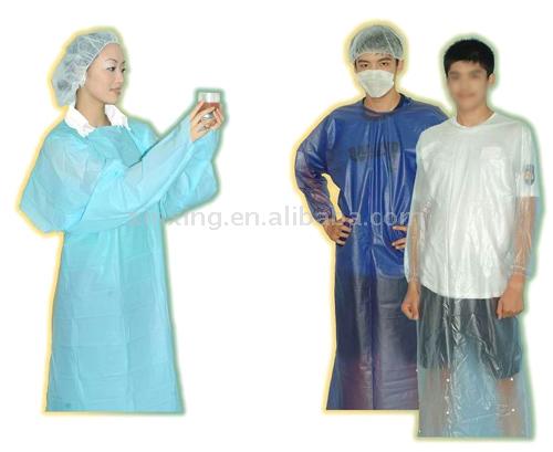  PVC Coat Apron And CPE Gown With Thumb Hole