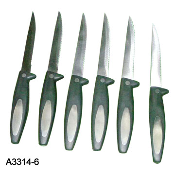  6 Piece Steak Knife Set with Plastic Handles (6 couteaux à steak Ensemble avec poignées en plastique)