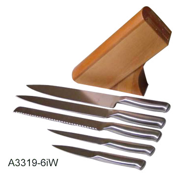  7 Piece Stainless Steel Knife Set with Wood Block (7 pièces en acier inoxydable Knife Set with Wood Block)
