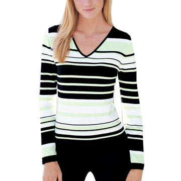  Mulit Stripe V-NECK Top