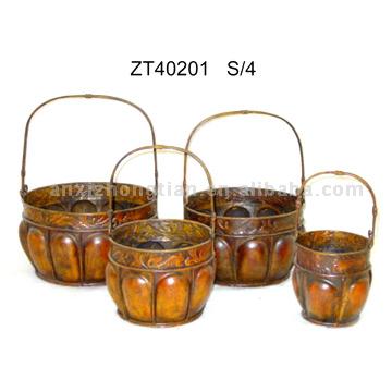  Iron Basket Planters (4pc Set) ( Iron Basket Planters (4pc Set))