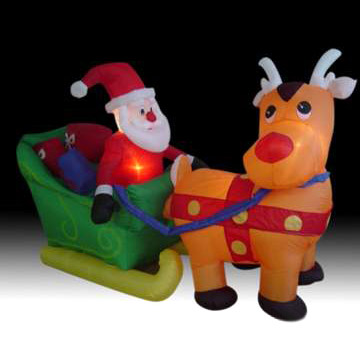  Inflatable Reindeer and Santa with Sleigh